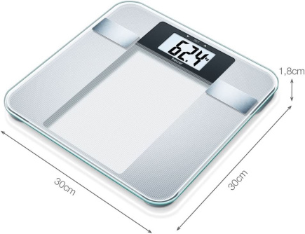 Beurer BG 13 Square Grey, Transparent Electronic personal scale