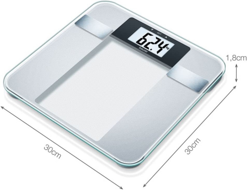 Beurer BG 13 Square Grey, Transparent Electronic personal scale