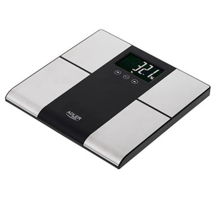 Adler | Bathroom scale with analyzer | AD 8165 | Maximum weight (capacity) 225 kg | Accuracy 100 g | Body Mass Index (BMI) measuring | Stainless steel/Must
