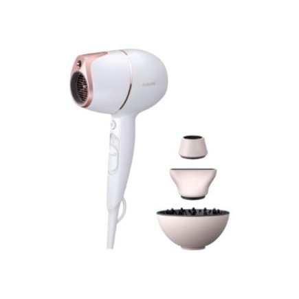 Philips Hair Dryer with SenseIQ | BHD628/00 Prestige | 1800 W | Number of temperature settings 3 | Ionic function | Diffuser nozzle | White/Rose