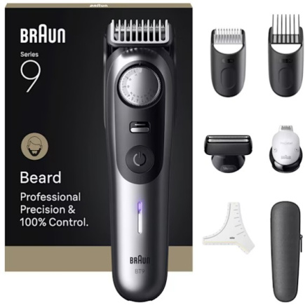 Braun Series 9 Beard Trimmer BT9520 244848 Akku/Netz satin chrome 7 Aufsätze Rei