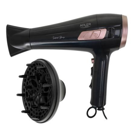 Adler Hair dryer with retractable power cord | AD 2283 | 2400 W | Number of temperature settings 3 | Diffuser nozzle | Must/Golden Rose