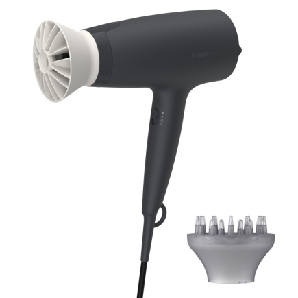 Philips 3000 series Hair Dryer BHD302/30, 1600W, 3 heat and speed settings, ThermoProtect attachment