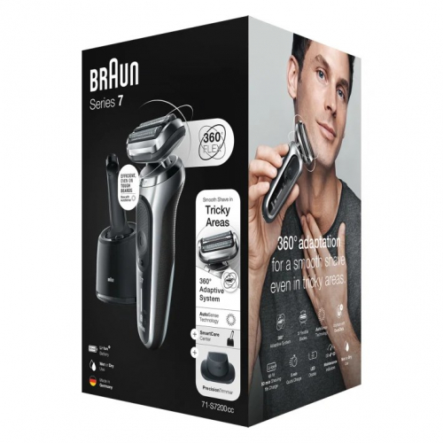 Braun Series 7 71-S7200cc Foil shaver Trimmer Black, Silver