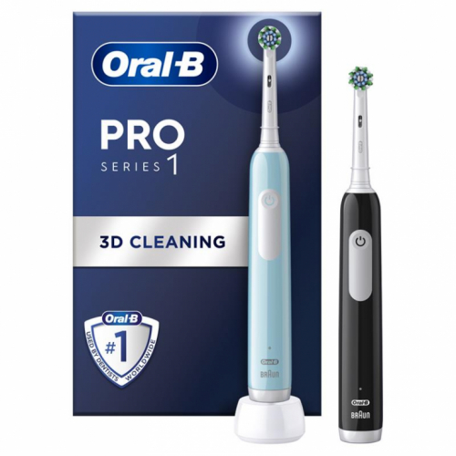 Braun Oral-B Pro Seeria 1, 2 tk, sinine/must - Elektriliste hambaharjade komplekt / PROSERIES1DUO
