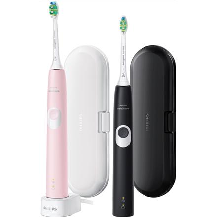 Philips | Sonic Electric Toothbrush | HX6800/35 ProtectiveClean 4300 | Rechargeable | For adults | Number of brush heads included 2 | Number of teeth brushing modes 1 | Sonic technology | Black/Pastel Pink