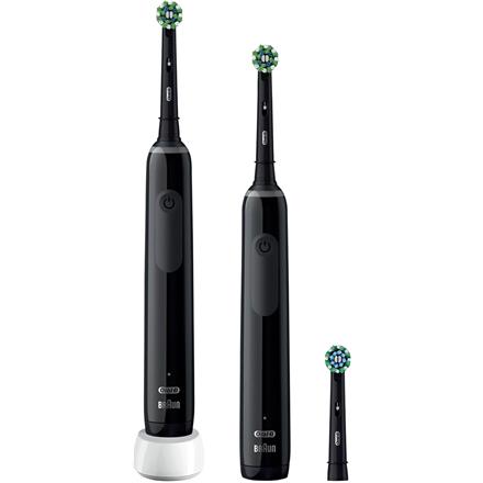 Oral-B Electric Toothbrush | Pro 3 3900 Black Edition Duopack | Rechargeable | For adults | Number of brush heads included 3 | Number of teeth brushing modes 3 | Black