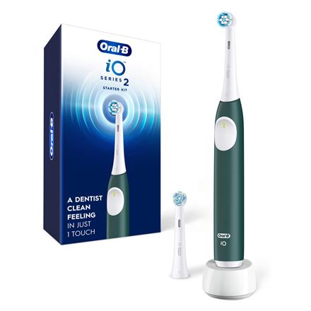 Oral-B Electric Toothbrush with Pressure sensor | iO2 | Rechargeable | For adults | Number of brush heads included 2 | Number of teeth brushing modes 3 | Forest Green