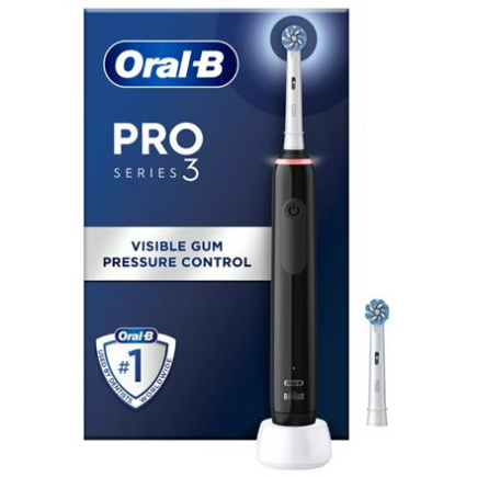 Oral-B | Electric Toothbrush | Pro 3 Sensitive Clean & Care | Rechargeable | For adults | Number of brush heads included 2 | Number of teeth brushing modes 3 | Black