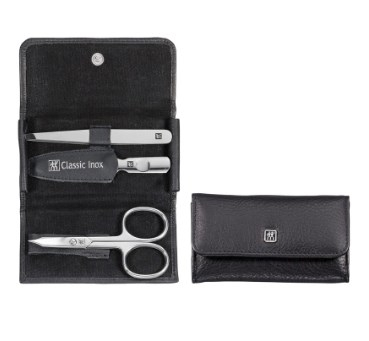 Zwilling Classic Inox Travel Kit - Black Leather Case, 3 Pieces - Black