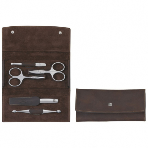 Zwilling Twinox Travel Set - Brown 5-piece leather case - Brown