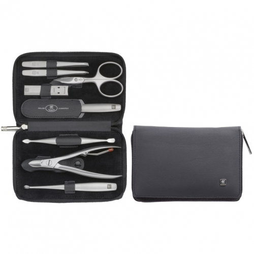 Zwilling Twinox Travel Set - Black Leather Case, 8 Pieces - Black