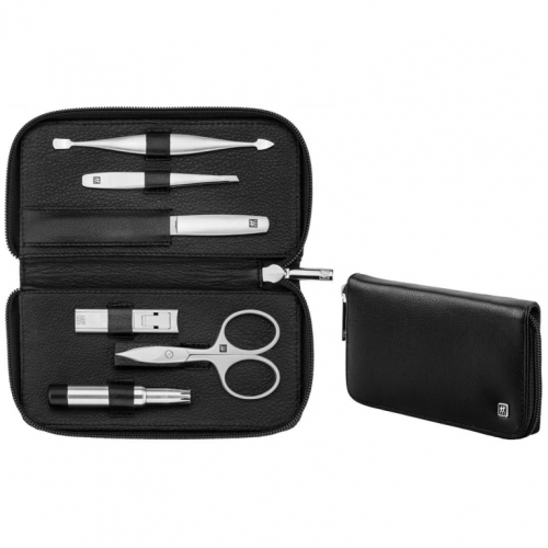 Zwilling Twinox Travel Set - Black Leather Case, 6 Pieces - Black