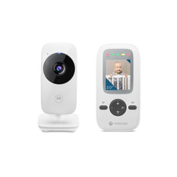 Motorola | Video Baby Monitor | VM481 2.0'' | 2.0'' diagonal color screen; LED sound level indicator; Infrared night vision; 2.4GHz FHSS wireless technology for in-home viewing; Digital zoom; High sensitivity Microphone; Rechargeable parent unit; Secure