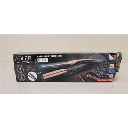 Renew. Adler AD 2318 Infrared Hair straightener, Fast PTC heating, Black | Adler Infrared Hair Straightener | AD 2318 | Warranty 24 month(s) | Ceramic heating system | Temperature (min) 150 °C | Temperature (max) 230 °C | 35 W | Black | DAMAGED