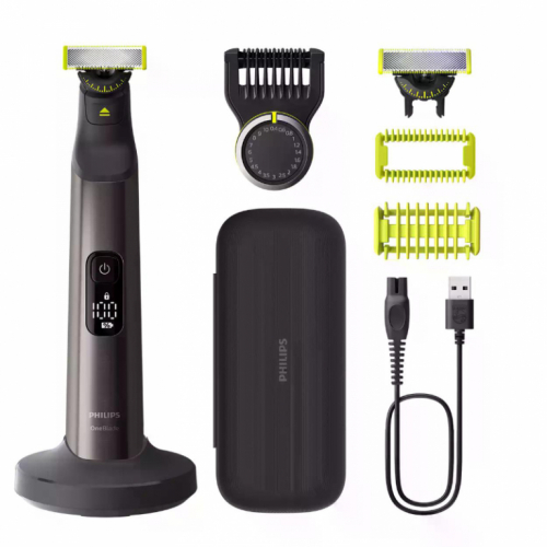 Philips OneBlade Pro Face and Body QP6652/61, 20-length precision comb, Wet and Dry use, LED digital display