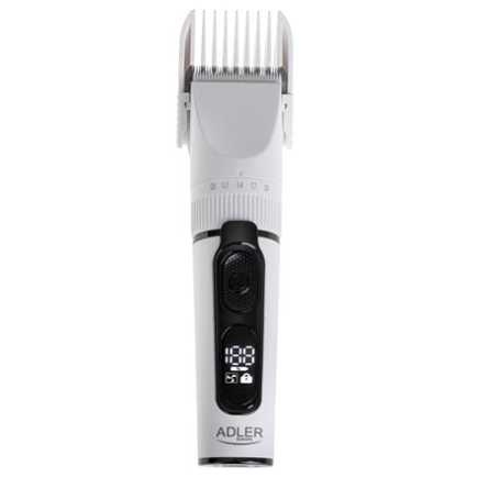 Adler | Hair Clipper with LCD Display | AD 2839 | Cordless | Number of length steps 6 | White/Black 427817