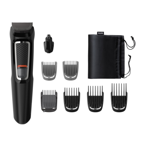 Philips Multigroom series 3000 8-in-1, Face and Hair MG3730/15 8 tools Self-sharpening steel blades Up to 60 min run time Rinseable attachments