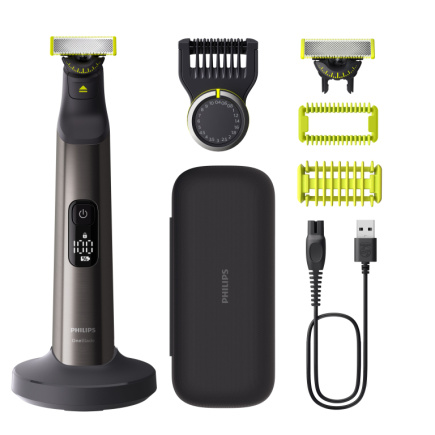 Philips OneBlade Pro Face and Body QP6652/61, 20-length precision comb, Wet and Dry use, LED digital display