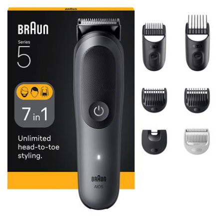 Braun 7-in-1 Grooming Kit | All-in-One Kit Series 5 AIO5520 | Cordless | Number of length steps 14 | Black Braun 7-in-1 Grooming Kit | All-in-One Kit Series 5 AIO5520 | Cordless | Number of length steps 14 | Black