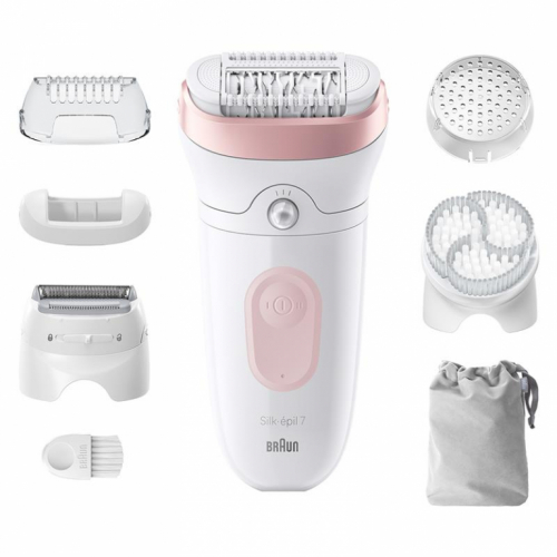 Braun Silk epil 7, märg- ja kuivkasutus, valge/roosa - Epilaator / SE7060