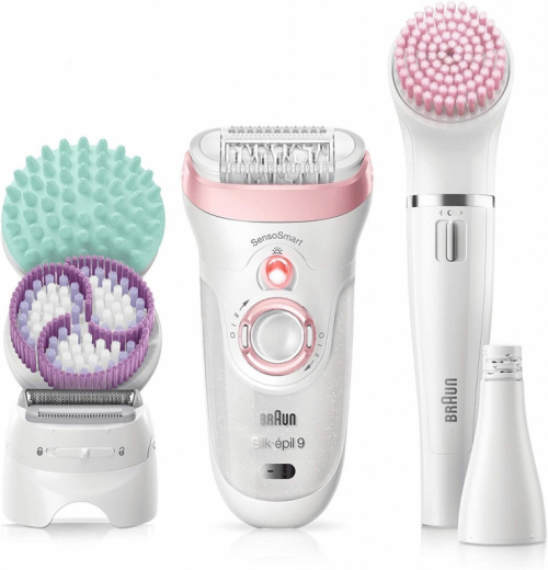 Braun Silk-épil 9 Silk-épil Beauty Set 9 9-985 Deluxe 7-in-1 Cordless Wet & Dry Hair Removal - Epilator, Shaver, Exfoliator, Cleansing Kit for Face & Body