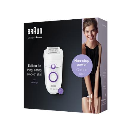 Braun | Epilator | SE5505P Silk-epil | Operating time (max)  min | Bulb lifetime (flashes) | Number of power levels | White