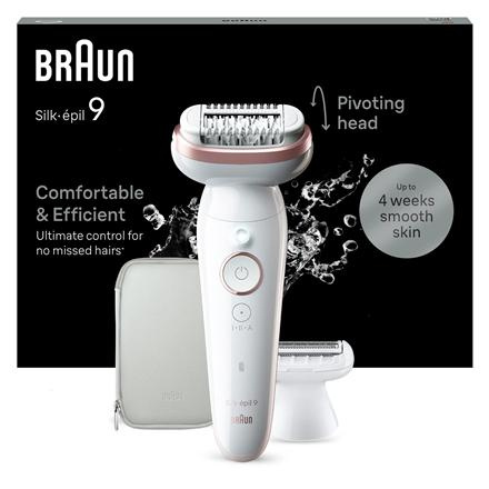 Braun Epilator | SES9-030 Silk épil 9 | Operating time (max) 50 min | Number of power levels 2 | Wet & Dry | Valge/Rose