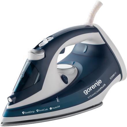 Gorenje | Steam Iron | SIH2200TQC | Steam Iron | 2200 W | Water tank capacity 300 ml | Continuous steam 30 g/min | Steam boost performance 90 g/min | Blue/White