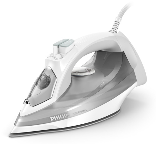 Philips 5000 series DST5010/10 iron Steam iron SteamGlide Plus soleplate 2400 W Grey, Valge