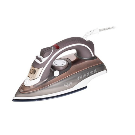 Adler AD 5030 iron Steam iron Ceramic soleplate 3000 W Brown, Grey, Valge