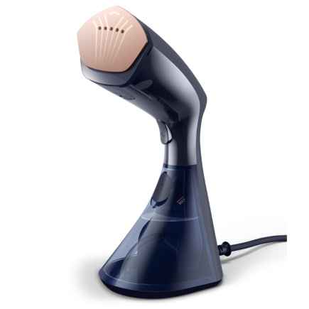 Philips 8000 Series Handheld Steamer with brush GC810/20 1600W, 230ml water tank, heated plate,  2-in-1 vertical and horizontal steaming function, Anti Calc Technology -  Style Mat - Blue and Copper