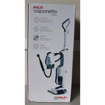 Taastatud.  | Polti Vacuum steam mop with portable steam cleaner | PTEU0299 Vaporetto 3 Clean_Blue | Power 1800 W | Steam pressure Not Applicable bar | Water tank capacity 0.5 L | White/Blue | DAMAGED PACKAGING