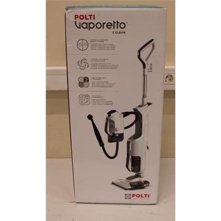 Taastatud. Polti PTEU0295 VAPORETTO 3 CLEAN 3-in-1 steam cleaner, White | Polti | Steam cleaner | PTEU0295 Vaporetto 3 Clean 3-in-1 | Power 1800 W | Steam pressure Not Applicable bar | Water tank capacity 0.5 L | White | DAMAGED PACKAGING