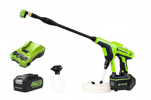 24V Pressure Washer GREENWORKS G24PWK4 - Charger + 4Ah Battery Pack - 5105307UB