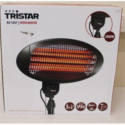 Taastatud.Tristar KA-5287 Patio Heater, Black Tristar Heater KA-5287 Tristar Patio heater 2000 W Number of power levels 3 Suitable for rooms up to 20 m² Black DAMAGED PACKAGING, SCRATCHES RIGHT ON THE SIDE IPX4 | Tristar | Heater | KA-5287 | Patio heater