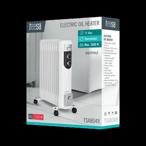 Teesa TSA8049 Electric Oil Heater White 2500 W