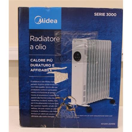 Taastatud. Midea NY2311-20MRE Oil Radiator Heater, White | Midea | Oil Radiator | NY2311-20MRE | Oil Radiator | 2300 W | Number of power levels 3 | White | DAMAGED PACKAGING, DENT ON SIDE