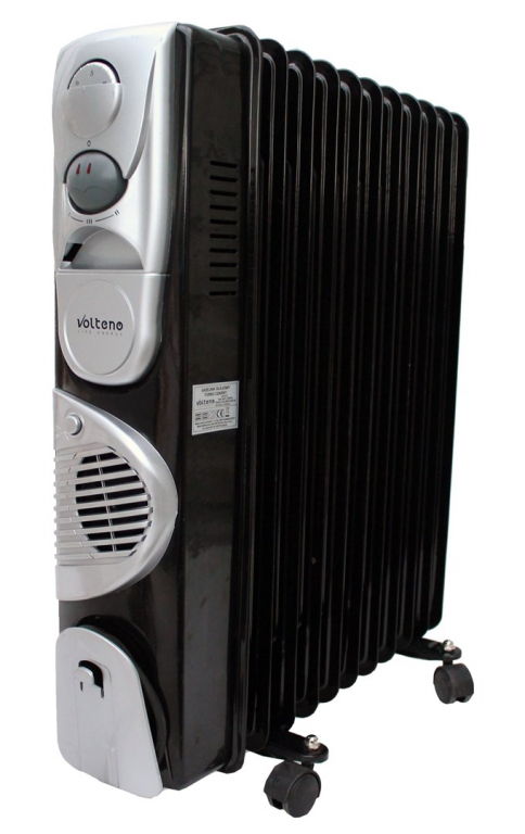 VOLTENO OIL-FILLED RADIATOR 11-FIN TURBO+TIMER BLACK 2500W+400W