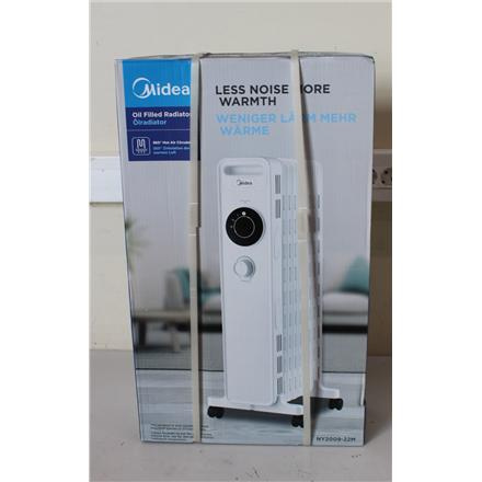 Taastatud. Midea NY2009-22M Oil Radiator Heater, 9 fin, Valge | Midea NY2009-22M | Oil Filled Radiator | 2000 W | Number of power levels 3 | Valge | DAMAGED PACKAGING