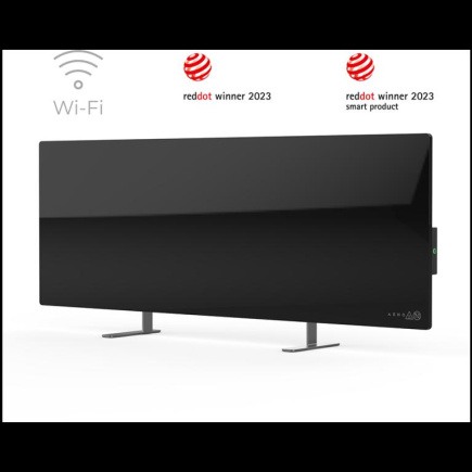 AENO Premium Eco Smart Heater, 700W, Tempered glass, Infrared+convection heating type, Plug type: Europe (E/F type), Must
