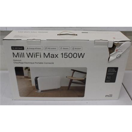 Renew. Mill CO1500MAXWIFI3 Portable Convection Heater with WiFi Gen 3, LED display, Steel fronts, 1500 W, White | Mill Portable Heater | CO1500MAXWIFI3 | Convection Heater | 1500 W | Suitable for rooms up to 14-18 m² | White | DAMAGED PACKAGING | IPX4