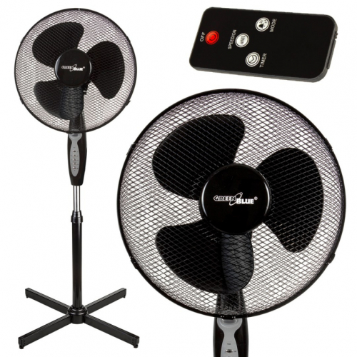 GreenBlue GB580 Floor fan 40W with 3 levels of airflow 1.25m high 1.5m of cable with remote control and timer up to 7.5h GB580