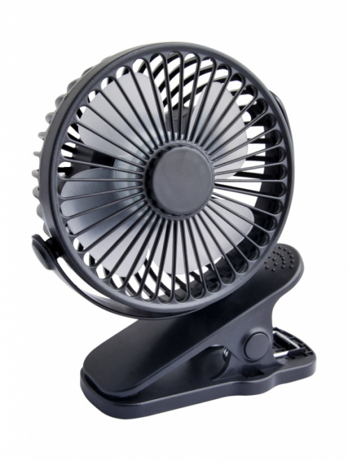 Desk fan with clip 10cm USB+battery black