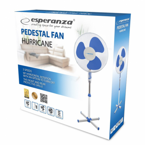 Esperanza EHF001WB, 16 '' standing fan, White/Blue