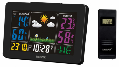 Denver WS-540 Color Weather Station with Outdoor Sensor Black