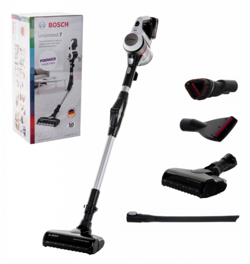 Bosch BBS711W stick vacuum/electric broom Bagless 0.3 L Black, Stainless steel, White