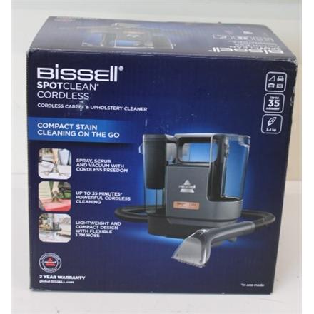 Renew. Bissell SpotClean Cordless EU, Carpet and Upholstery Cleaner, UNPACKED, USED, SCRATCHES | SpotClean EU, Carpet and Upholstery Cleaner | 3681N | Cordless operating | Washing function | 25.9 V | Operating time (max) 35 min | Black | Warranty 24