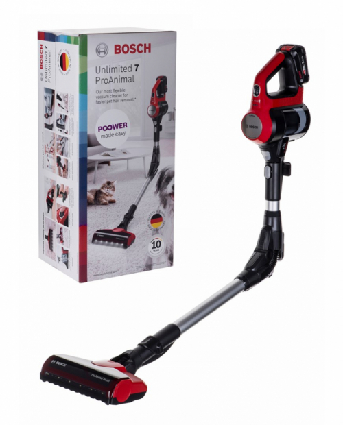 Bosch BBS711ANM stick vacuum/electric broom Bagless 0.3 L Black, Red, Stainless steel