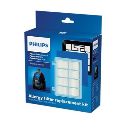 Philips Replacement Kit FC8010/02, Allergy H13 filter replacement kit compatible with Philips PowerPro Compact, PowerPro Active and PowerPro City ranges